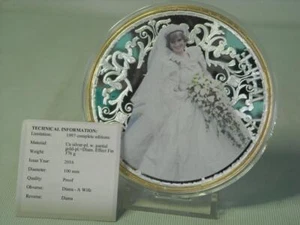 2016 DIANA PRINCESA DE GALES 1997 - Una esposa 100 mm medalla plata/placa de oro prueba - Imagen 1 de 6