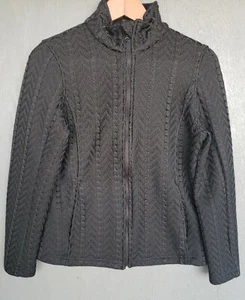 Chaqueta suéter Boston Proper para mujer negra con cremallera con cable talla pequeña - Imagen 1 de 5