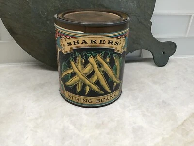 Vintage 1997 signed Marty Travis Reproduction Shakers NY String Beans Tin - Image 1 of 4
