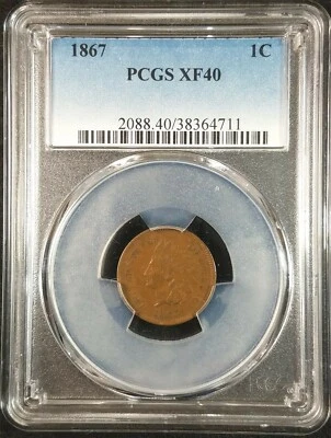1867 Indian Head Cent PCGS XF40 2088.40/38364711 Exquisite Coin Rare - Image 1 of 4