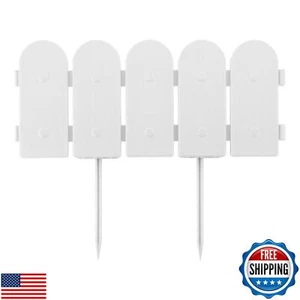 Evelyne Garden Border Edging: Wooden Fence Design - 16pcs White Yard Landscap - Picture 1 of 5