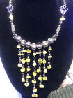 Yellow And Silver Toned Statement Aztec Necklace Modern C1