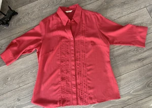 Marks and Spencer cerise pink blouse 3/4 sleeves size 16 Pleat Front - Imagen 1 de 4