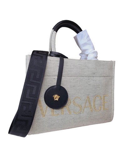 Borsa a tracolla Versace unisex grande borchiata "Versace" logo Medusa NUOVA