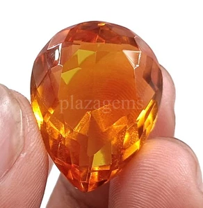 Lab Created Pear Shape Yellow Citrine Certified 27.80 Ct Loose Gemstone 5ARO - Picture 1 of 11