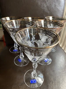 5 Bohemia Crystal Martini Glasses Czech Gold Trim H 6,5” - Picture 1 of 5