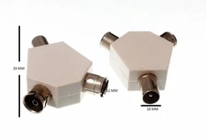 Coax Coaxial Tv Aerial Connector Plugs Y Connector Metal Pack Of 6 - Picture 1 of 1