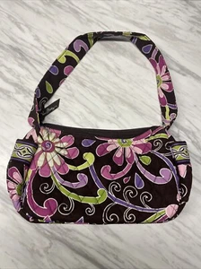 Vera Bradley Maggie Purse Shoulder Hobo Bag Brown Pink Floral - Picture 1 of 6