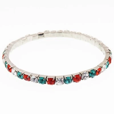 Sparkly 红色、绿色和白色水钻圣诞手链 — 第 1/4 张图片