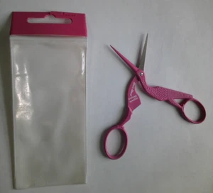 Solingen Germany PINK Glass Glaze Embroidery Scissors Bird Stork - Picture 1 of 4
