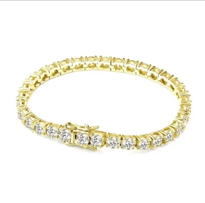 3ct Tennis Bracelet 18K Yellow Gold Lab-Created Diamond Test Pass, 19cm LED Box - Image 1 of 3
