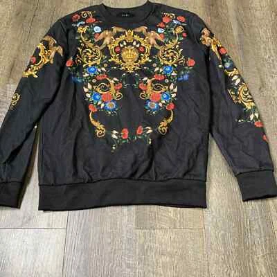 Suéter Sudadera Zara Mujer Talla Pequeña Negro Floral Cuello Redondo Pullover Foto 1 de 4