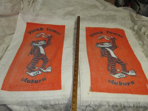 Pair of Vintage Cannon Auburn Tigers Football Rally Towels! Measure 14" x 24" Cover