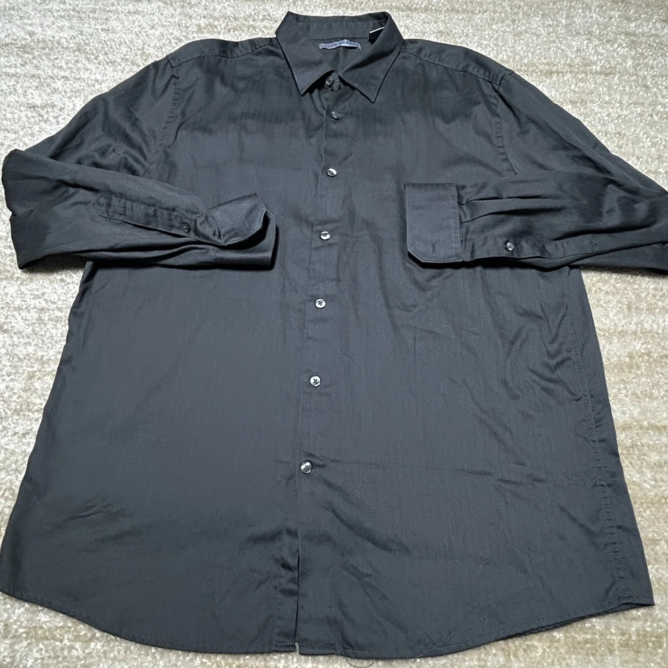 John Henry Mens XL Black Button Down Dress Shirt  Cotton Blend Long Sleeve - Image 1 of 4