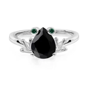 Amazing Black Spinel Woman Ring, Beautiful Black Spinel Wedding Ring - Picture 1 of 6