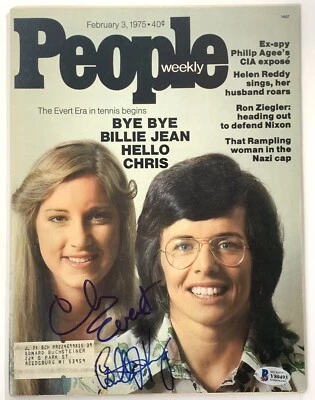Billie Jean King Chris Evert signed People Magazine 1975 autographed beckett coa - Image 1 of 4