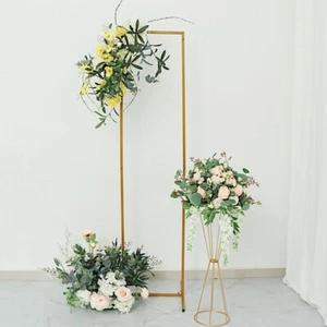 6 ft GOLD Rectangular Metal Floral Display Frame Wedding BACKDROP STAND Party - Picture 1 of 8
