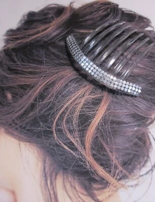 Retro Silver tone metal mesh large french hair comb Wedding 1960's look - Image 1 of 4