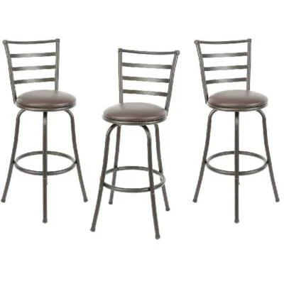 Swivel Bar Stools Adjustable Counter Height Kitchen Dining Chair Bronze Set of 3 - Image 1 of 4