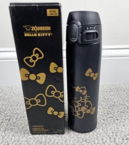 New Zojirushi Hello Kitty Hot Cold Black Stainless Mug Water Bottle 16oz TA48KT - Picture 1 of 4