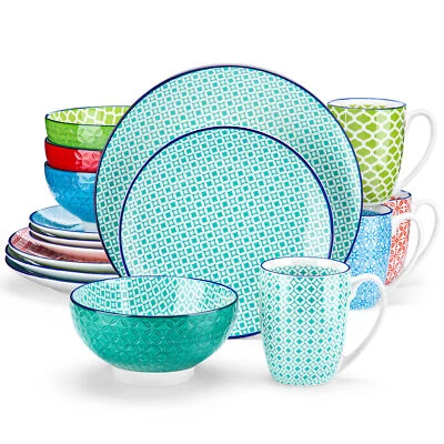 vancasso Dinner Set Multicolor Porcelain Crockery Dessert Soup Plates Bowls Mugs - Image 1 of 4
