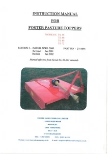 Foster Pasture Topper - Models TL36 TL48 TL60 TL72 Operators Manual - Picture 1 of 1
