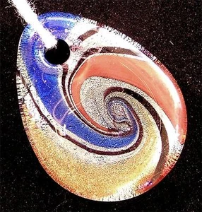 NECKLACE/PENDANT P19 Goldstone & Artglass GLASS TEARDROP - Picture 1 of 1