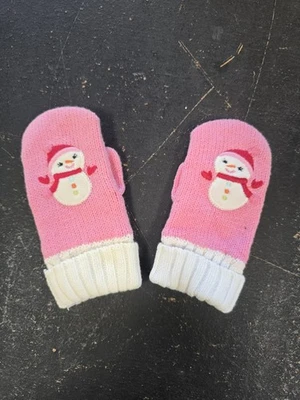 Guantes de punto para vacaciones Gymboree 2T - 3T niño pequeño rosa muñeco de nieve acogedora Cutie 2011  Foto 1 de 4