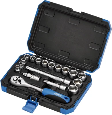 Draper Expert 18 Piece Metric Socket Set | Ratchet Tool and Case | 3/8" Square D - Image 1 of 4