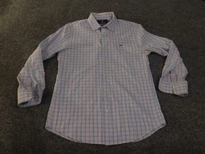 Vineyard Vines Shirt Mens Medium Blue Pink Plaid Slim Fit Whale Cotton Preppy - Picture 1 of 14