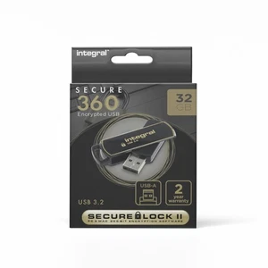 Integral INFD32GB360SEC3.0 360 Secure 32 GB USB 3.0 Flash Drive with 256 Bit Enc - Picture 1 of 6