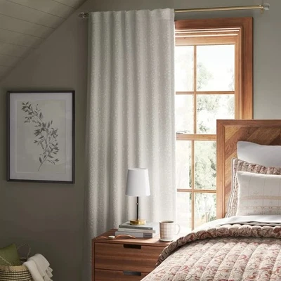 Threshold Velvet Embossed Blackout Single New Ivory Curtain Panel 50" x 63" - Image 1 of 4