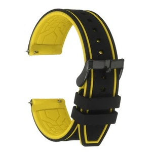 Silicone Watch Bands 22mm Soft Watch Bands with Frosted Buckle, Black Yellow - Zdjęcie 1 z 6
