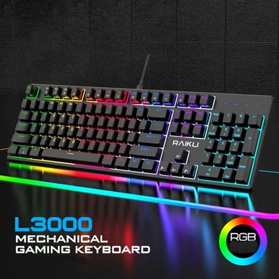 USB Connection Gaming Mechanical Keyboard 104 Keys Blue Switch Keyboard  Game - Image 1 of 4