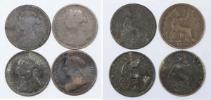 ‘THE HOARD’ LOT OF 4 GREAT BRITAIN UK VICTORIA HALF PENNIES 1862 to 1901 - Picture 1 of 6