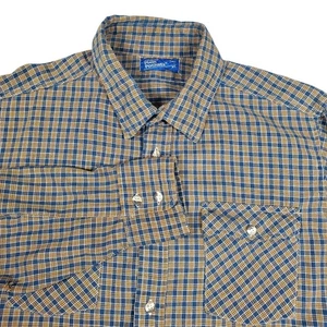 Vintage JCPenney Western Flannel Shirt Mens XL Tall XLT Blue Orange Plaid Gators - Picture 1 of 14
