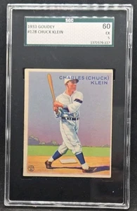 1933 Goudey #128 Chuck Klein Vintage HOF Phillies Baseball Card Graded SGC 5 EX - Picture 1 of 2