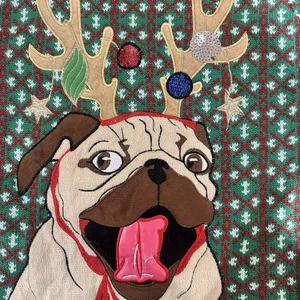 Blizzard Bay Pug Christmas Sweater Kids Med Size 10-12 Tongue Is Ripped But Cute - Picture 1 of 6