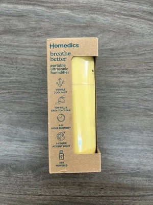 HoMedics Portable Ultrasonic Humidifier Yellow: Travel & Personal Cool Mist, New - Image 1 of 4