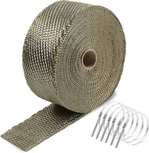 Titanium Exhaust Heat Tape Wrap, 2”X 50 Ft, Motorcycle Fiberglass Heat Shield Ta - Picture 1 of 7