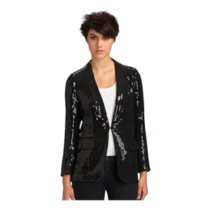 Tibi Women’s Silk Sequin Tuxedo Jacket Black Size XS - Picture 1 of 5
