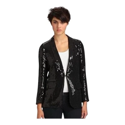 Tibi Women’s Silk Sequin Tuxedo Jacket Black Size XS - Image 1 of 4
