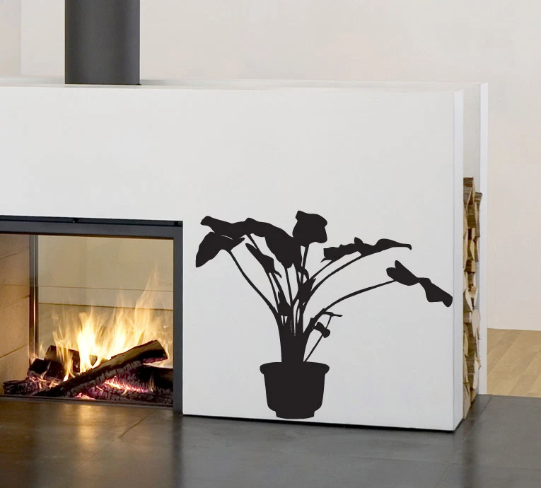 Calcomanía de pared de vinilo FGD alta silueta de planta en maceta 20" x 25" (Pp3) Foto 1 de 1