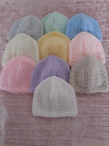 NEW HAND KNITTED NEWBORN BABY BEANIE HAT - Picture 1 of 6