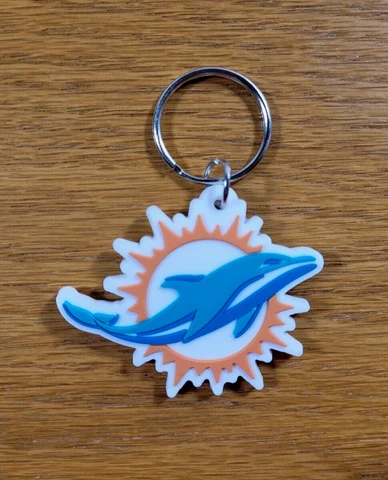 MIAMI DOLPHINS Soft PVC Rubber Team Logo NFL Football Key Ring Key Chain Cover