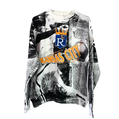 Vintage KC Kansas City Royals AOP Graphic Sweatshirt Shirt Large Artex Jostens - Image 1 of 4