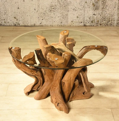 Wurzelholz Couchtisch Koroba Rund 80 Teak Wurzeltisch Holz Beistelltisch Tisch - Bild 1 von 4