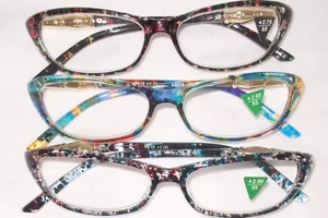 LAST OF STOCK READING GLASSES HIGH FASHION CAT EYE MULTI COLORS FREE SHIP - Picture 1 of 6