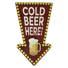 Blechschild 50x30 cm Cold Beer here! Bier Pfeil Werkstatt Diner Kneipe Bar