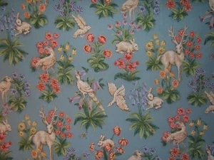Brunschwig & Fils, Fresco Di Pompei, Animals, Hand Print, BTY, Color Slate Blue - Picture 1 of 4